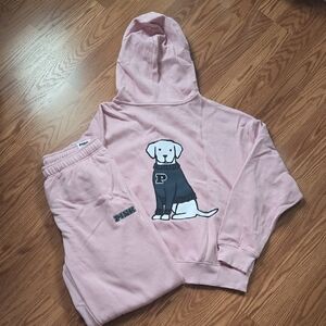 PINK Victoria's Secret Dog Graphic Hoodie and Sweatpants